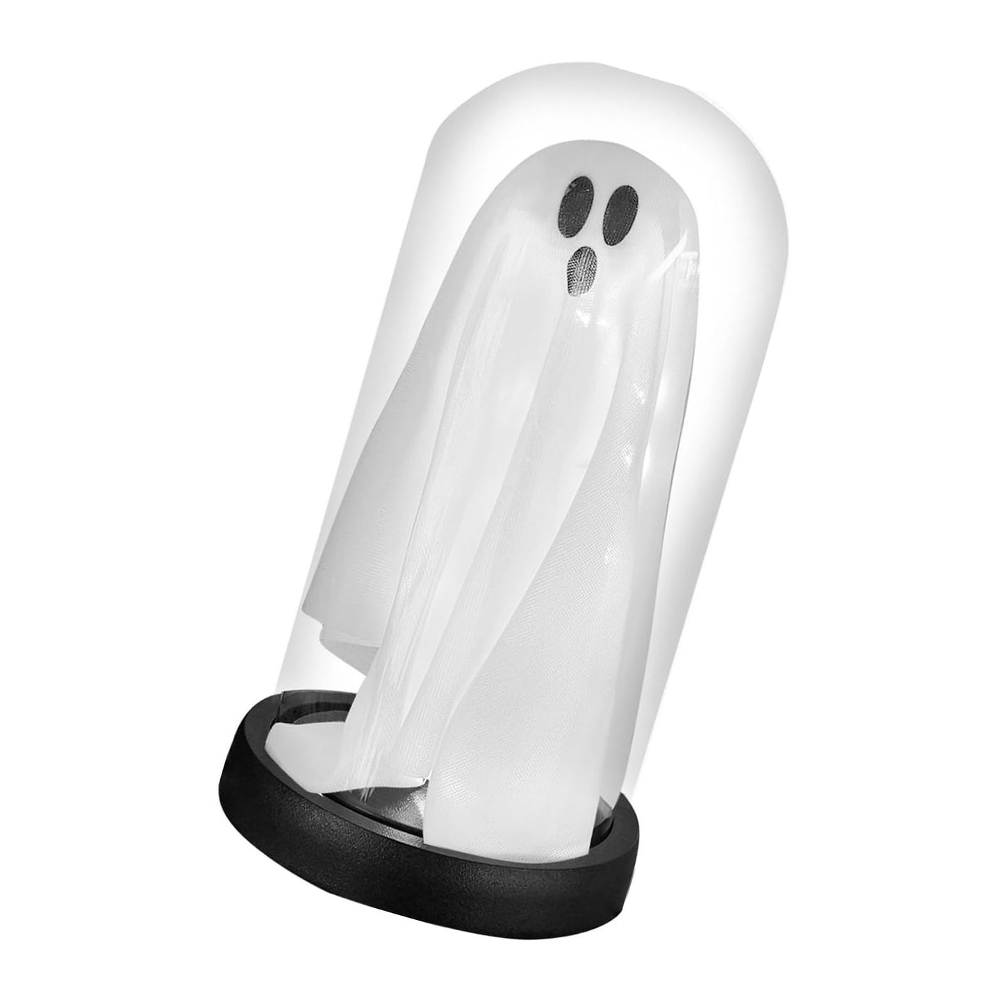 Light Up Ghost in Glass Cloche - Cute Tabletop Decoration