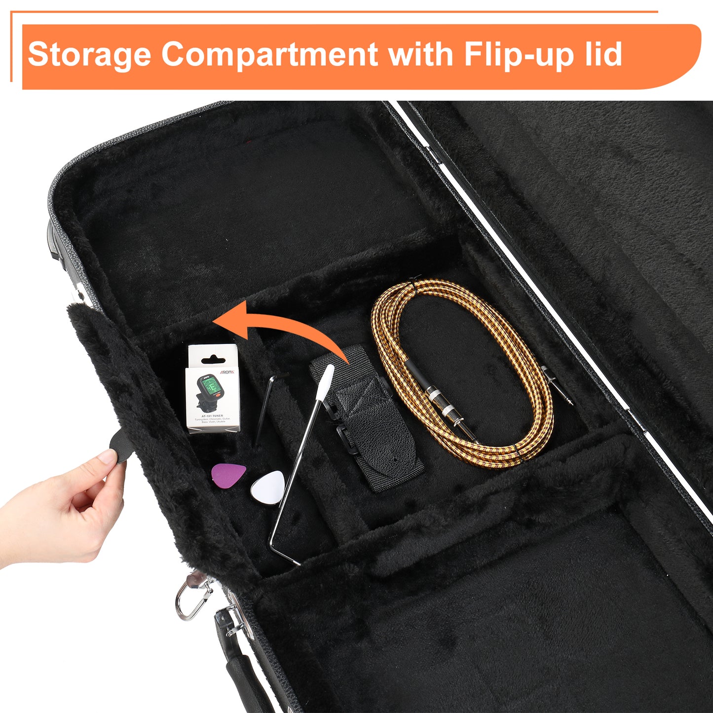 Electric Guitar Hard Case - Black Leather Square Design