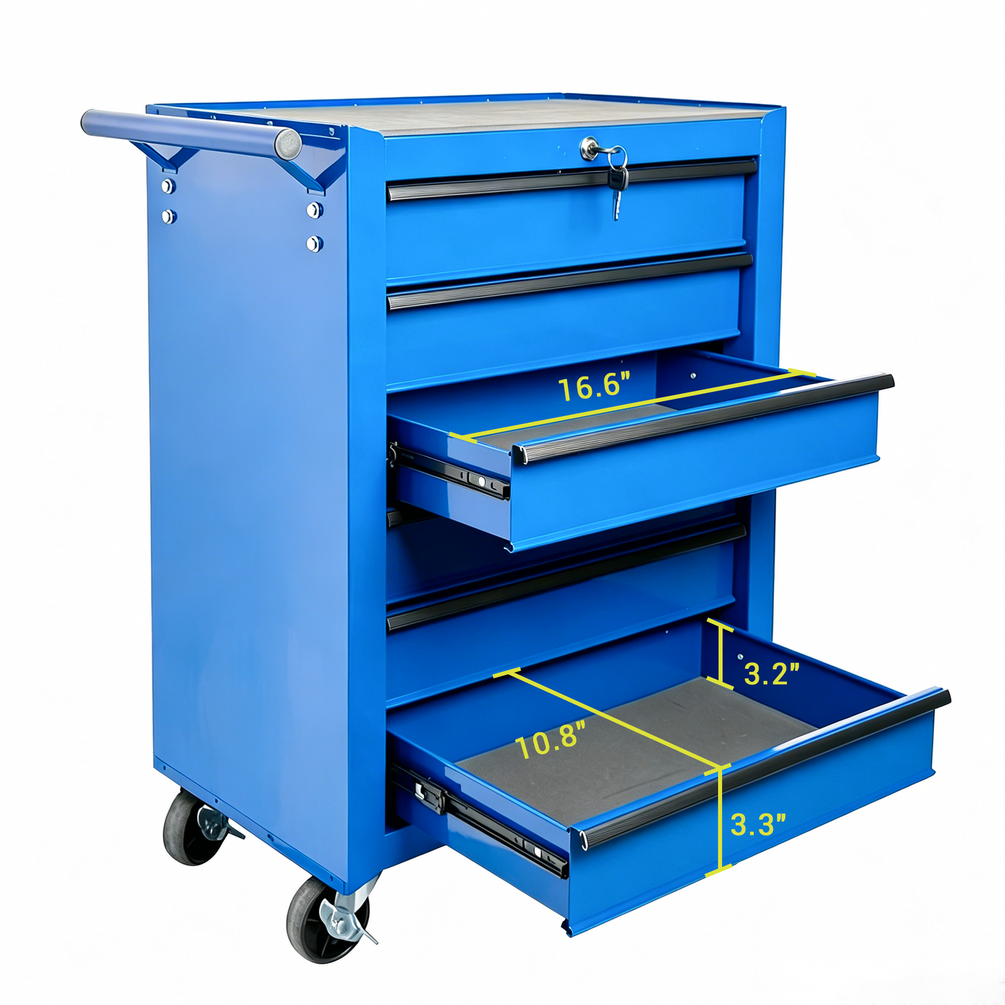 20-Inch Steel Rolling Tool Chest with 6 Drawers and Ball Bearing Slides - Blue