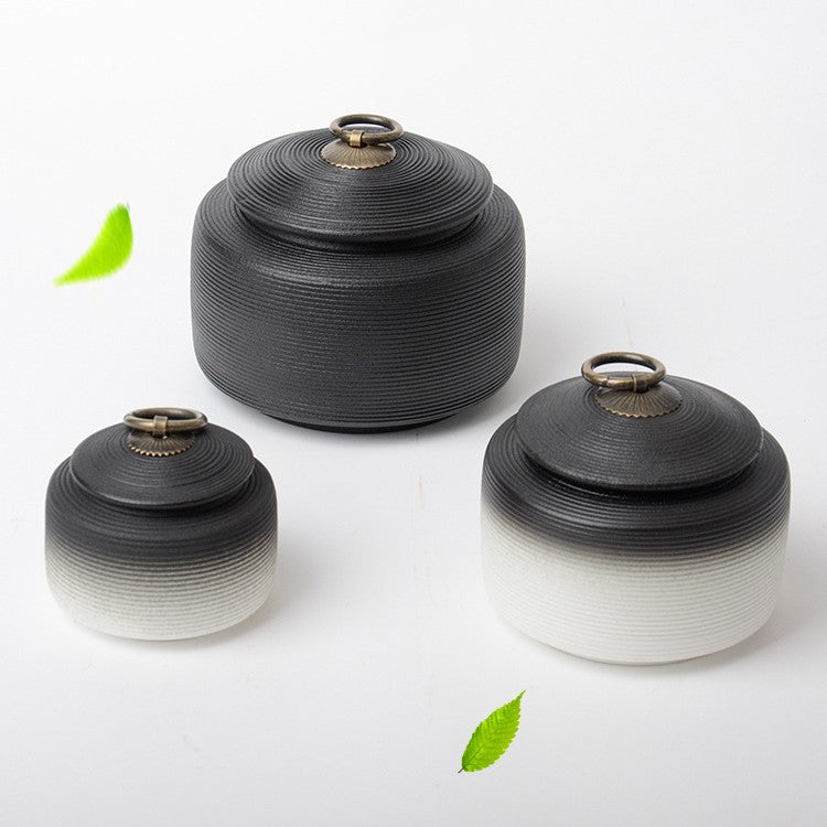 Retro Stoneware Sealed Tea Storage Canisters - Moisture-Proof Ceramic Jars