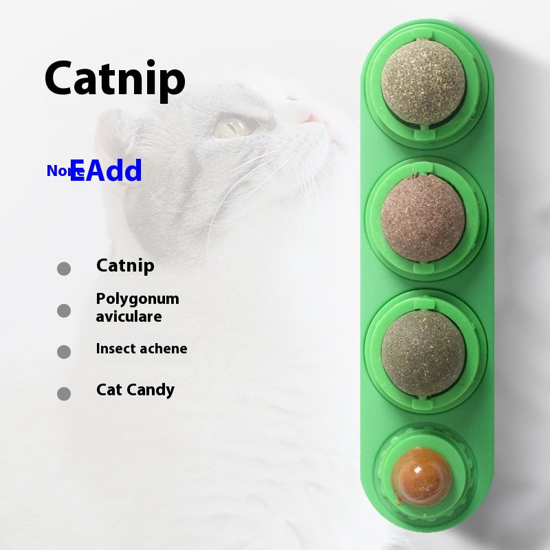 4-in-1 Rotating Catnip and Silver Vine Chew Toy Wall Mount for Cats
