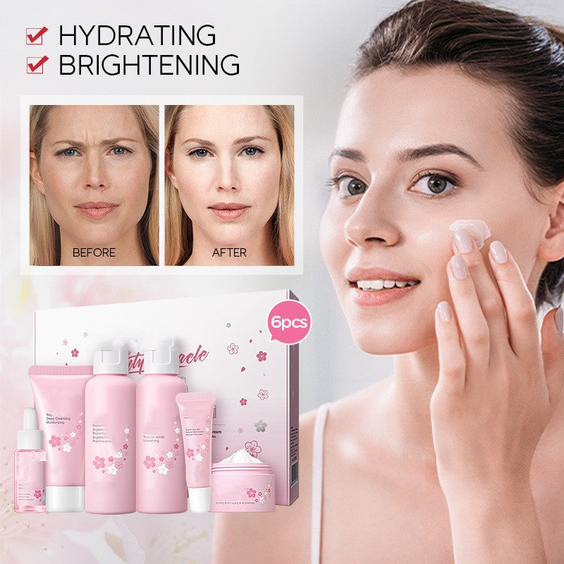 Cherry Blossom Skin Care Set - 6-Piece Facial Cleansing Kit for All Skin Types