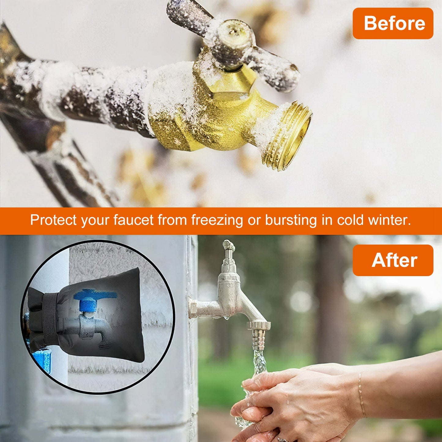 Outdoor Faucet Cover Socks 4-Pack Frost Protection for Garden Faucets
