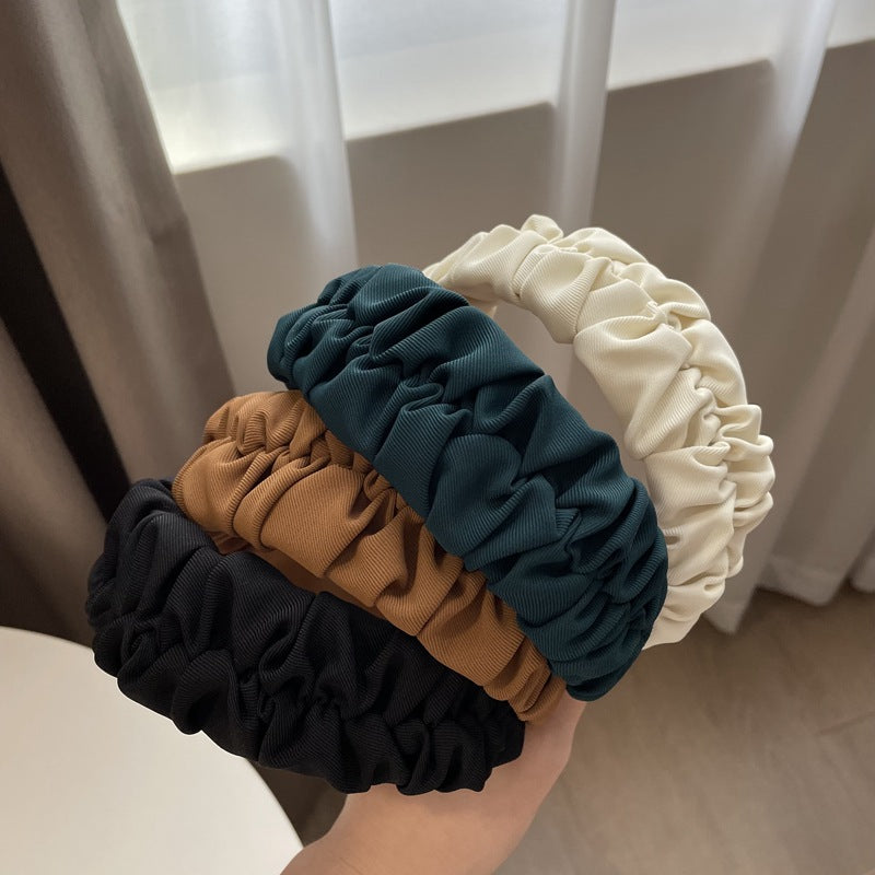 Vintage Pleated Wide Edge Hair Band - Retro Hair Accessories for Women