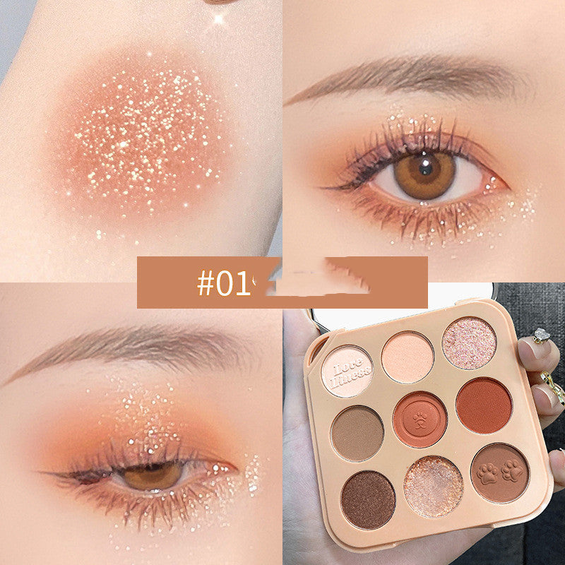 Nine Color Eyeshadow Palette for Makeup - Silky Tenderness with Adorable Pet Design