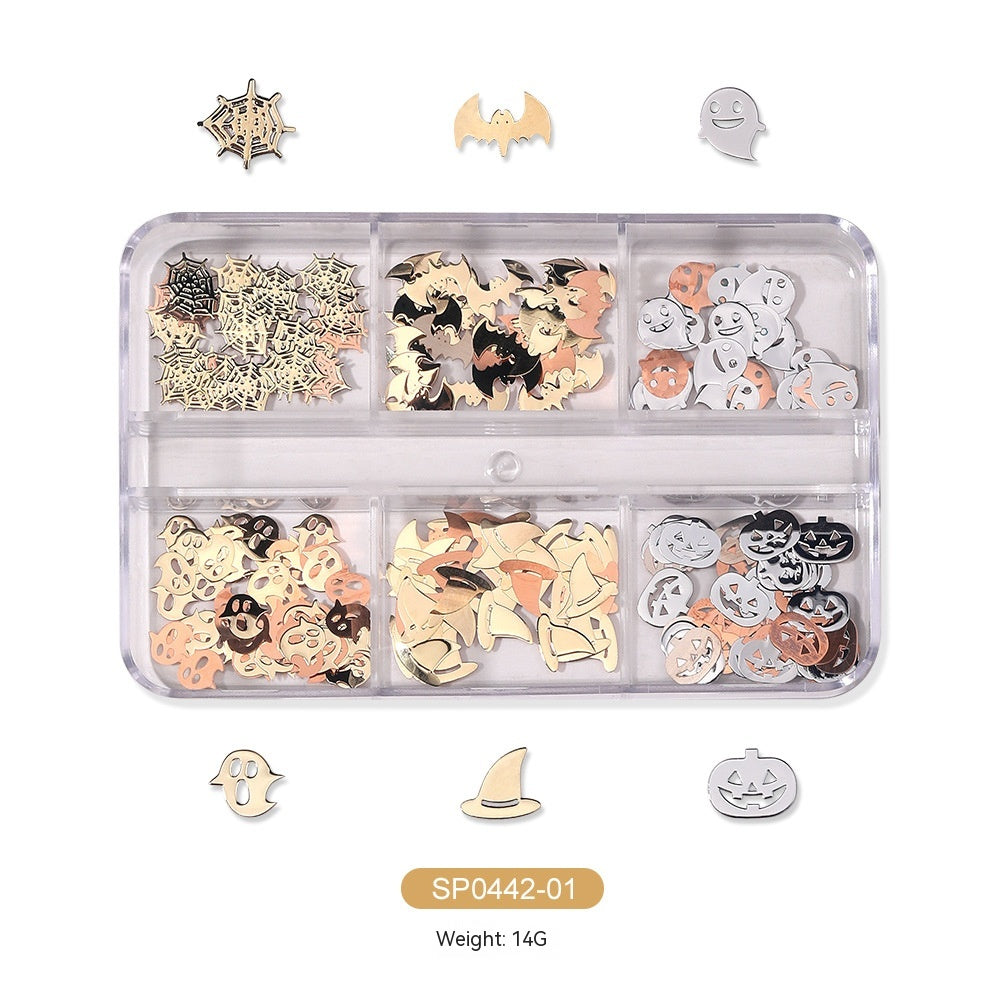 Halloween Alloy Skull Nail Ornament Set - Nail Art Accessories for Spooky Manicure