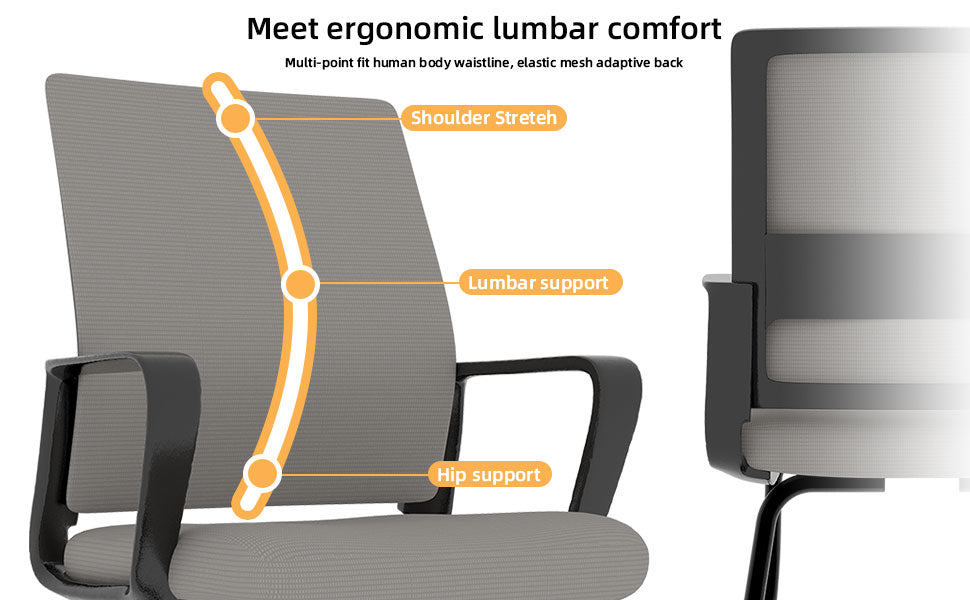Modern Minimalist Office Chair - Comfortable Metal Frame, Black & Gray