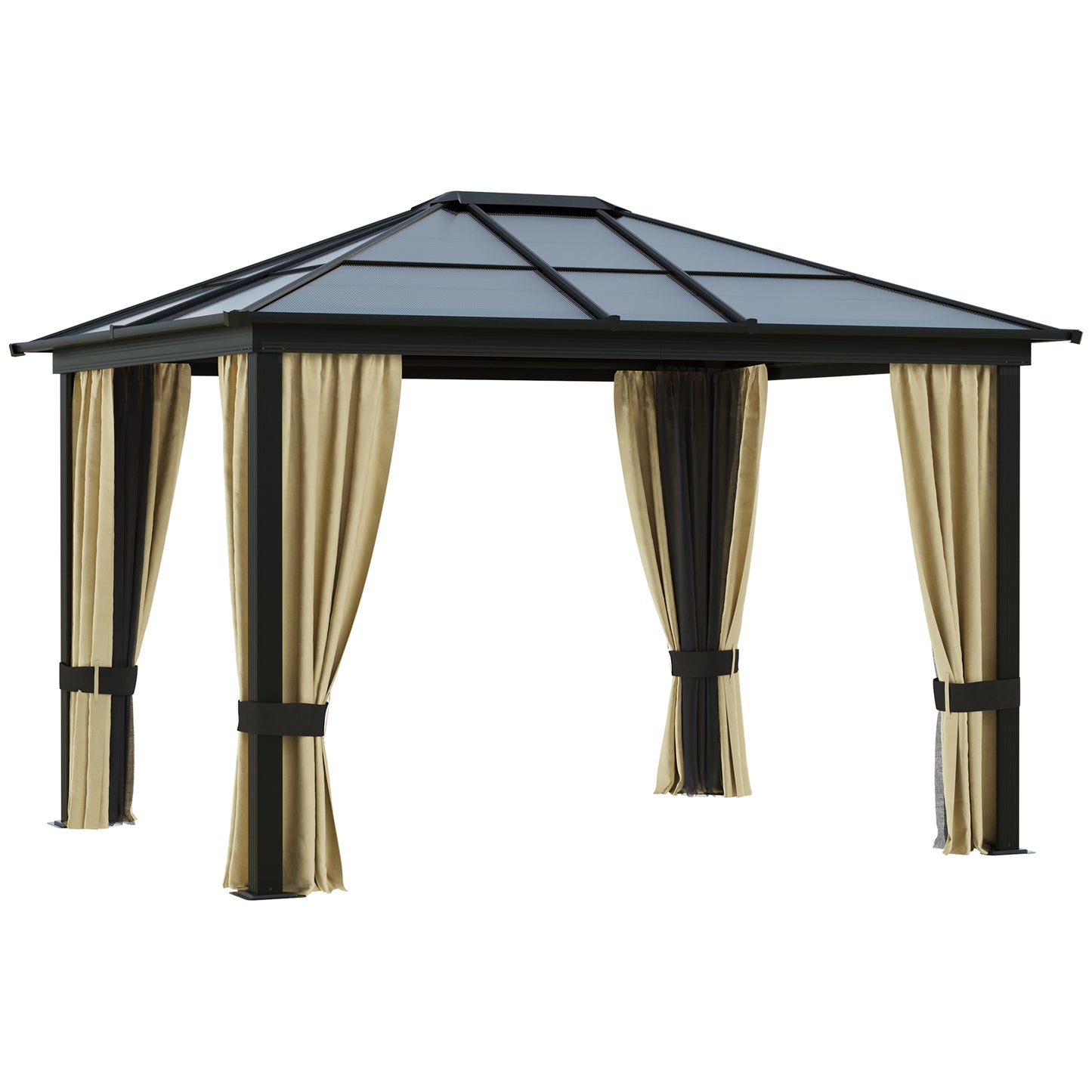 10' x 12' Hardtop Gazebo with Polycarbonate Roof & Netting
