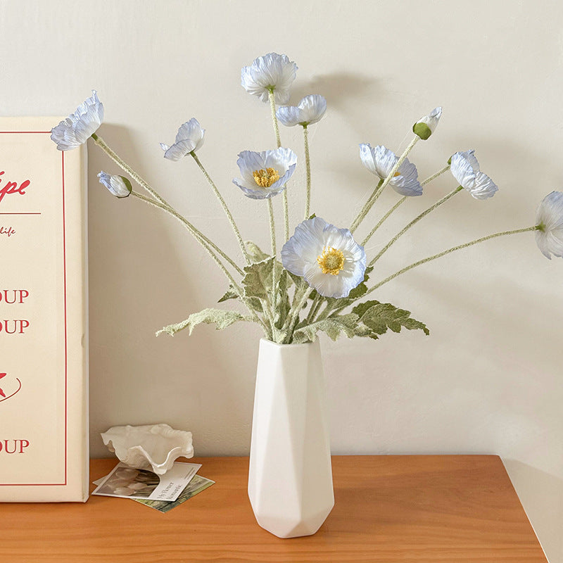 Ceramic Tulip Vase Set with White Flower Arrangements for Living Room Decor