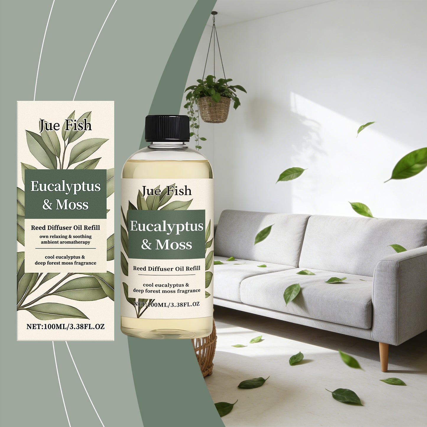 Eucalyptus Moss Aromatherapy Essential Oil - 100ml Fragrance Oil for Diffusers, Massage, Relaxation
