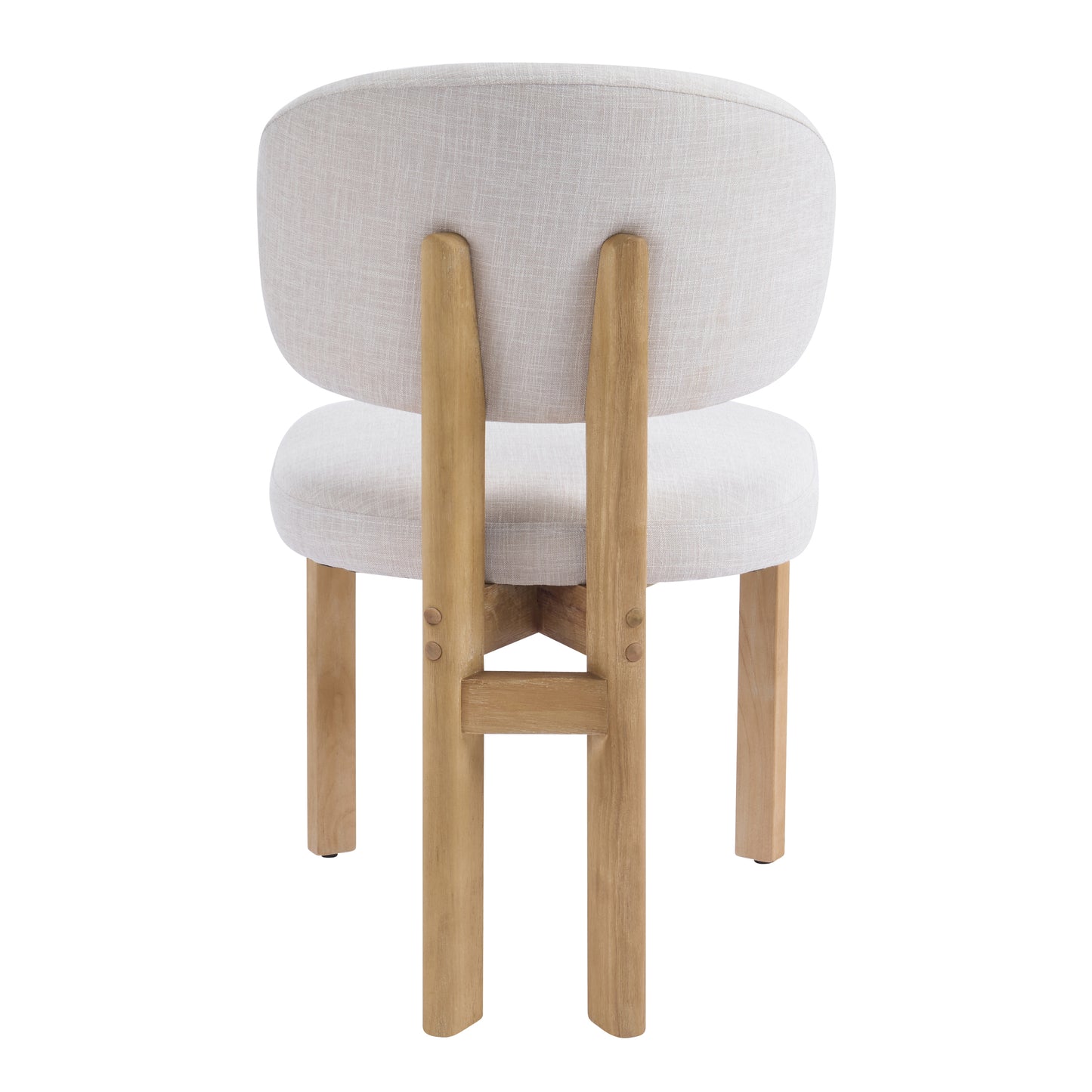 Beige Upholstered Dining Chairs - Set of 4 with Natural Frame