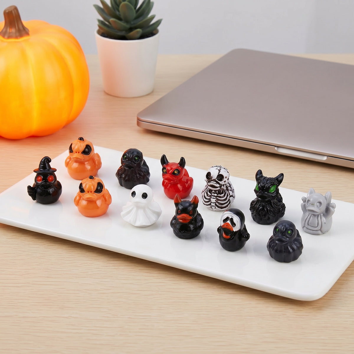 Halloween Ghost Duck Decoration Set - Resin Festive Party Decor