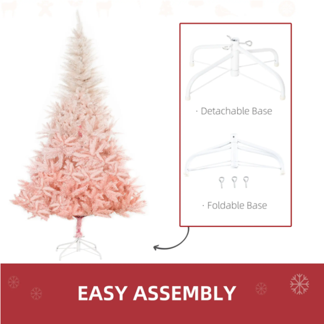 Pink Christmas Tree - Realistic PVC Branches, 70.75" Tall