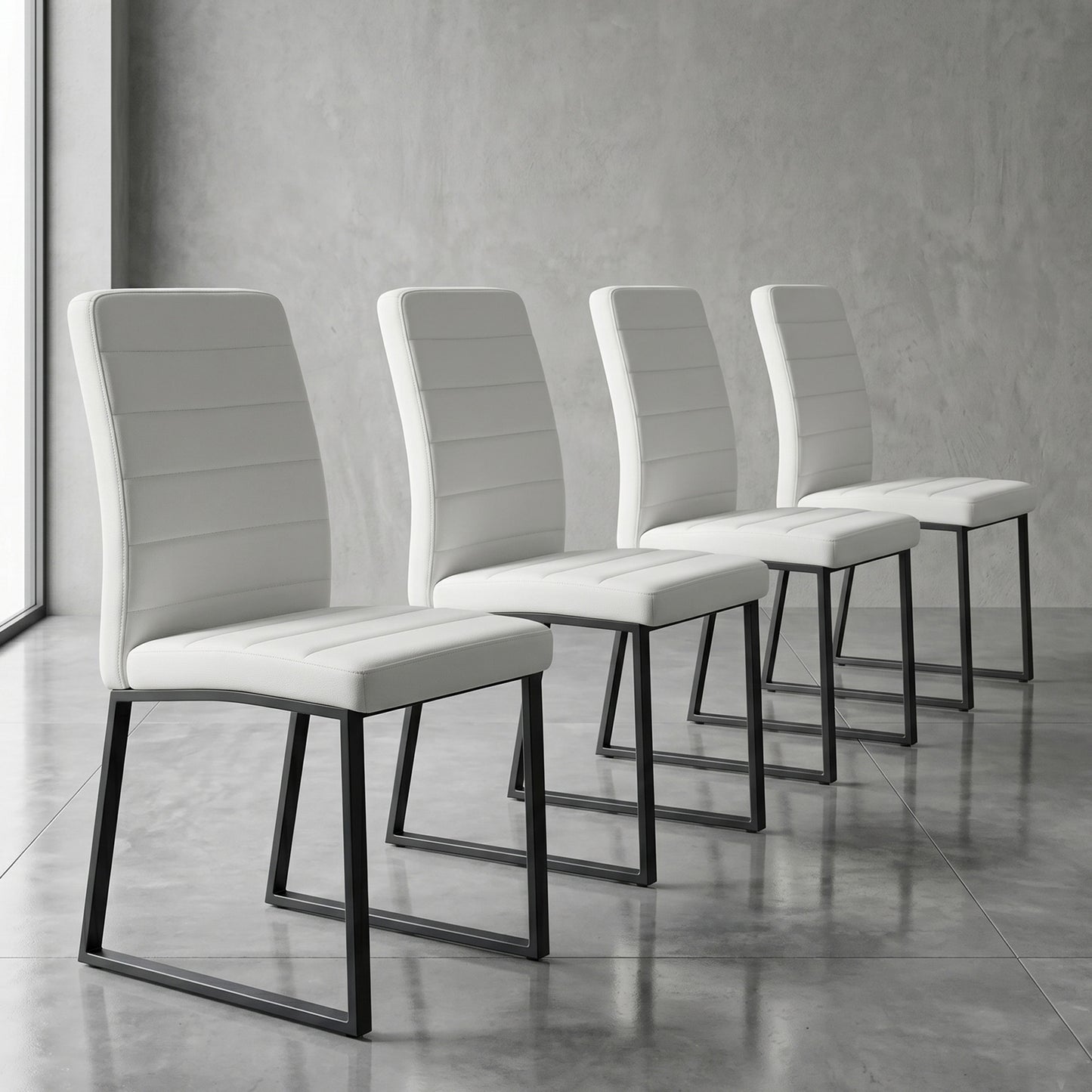 4-Pack - Premium PU Office Dining Chairs With High-density Foam,