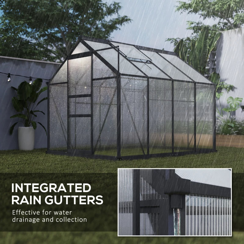 Heavy Duty Polycarbonate Greenhouse with Aluminum Frame and Vent Door - Outdoor Garden Kit