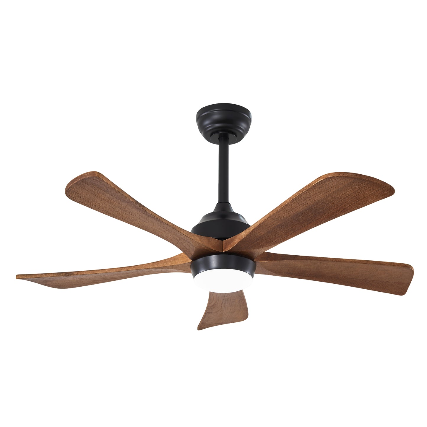 42" Solid Wood Blades Ceiling Fan with Lights & Remote Control - Matte Black