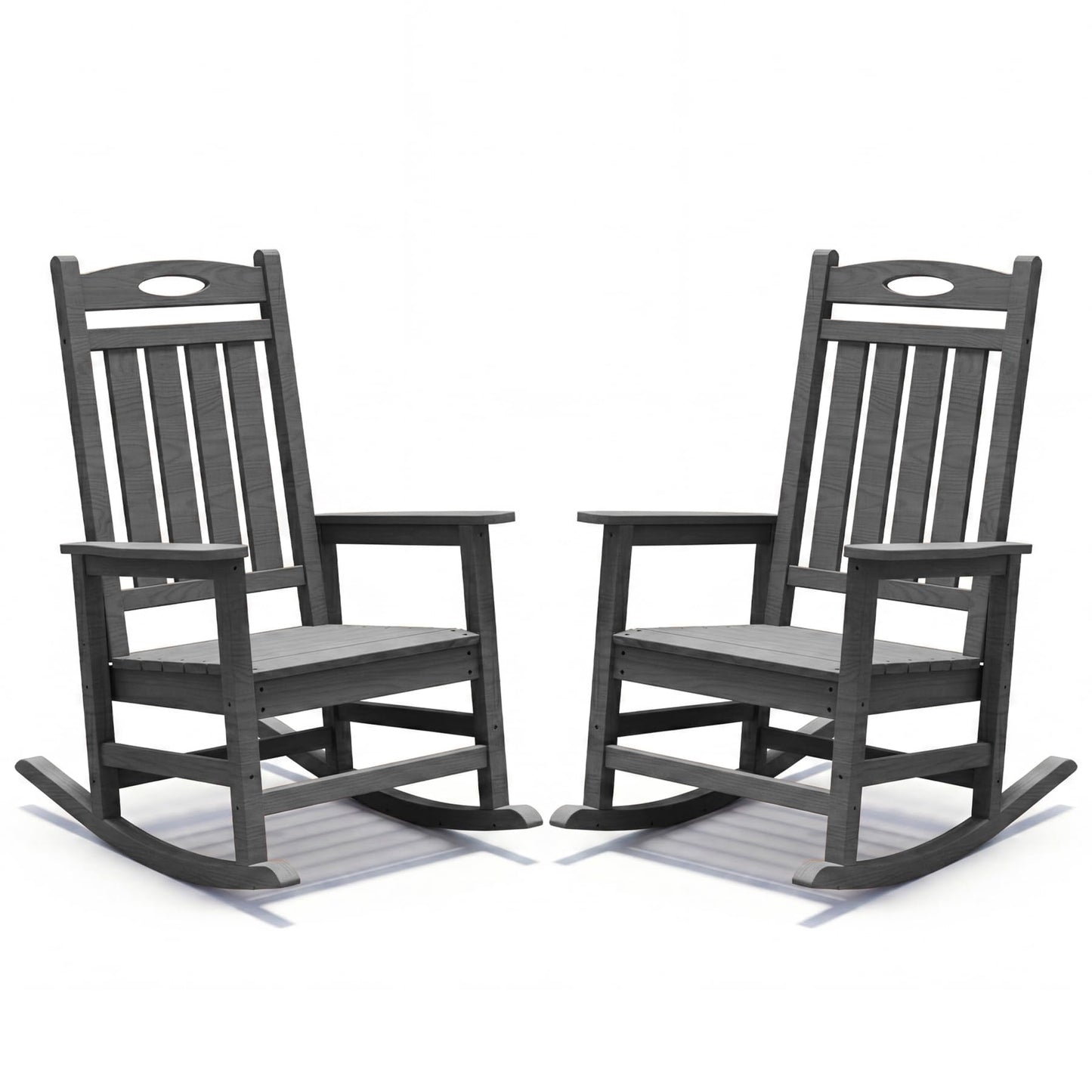 Outdoor Rocking Chair Set Of 2, HDPE Patio For Adults, Oversized