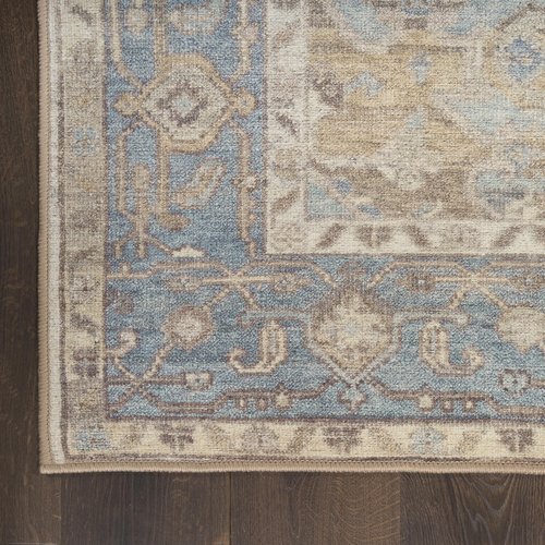 Nourison Home Vintage Washables Blue Green 2'2" x 8' Area Rug - Easy Clean, Non Shedding, Bed Room, Living Room, Dining Room, Kitchen (8' Runner)