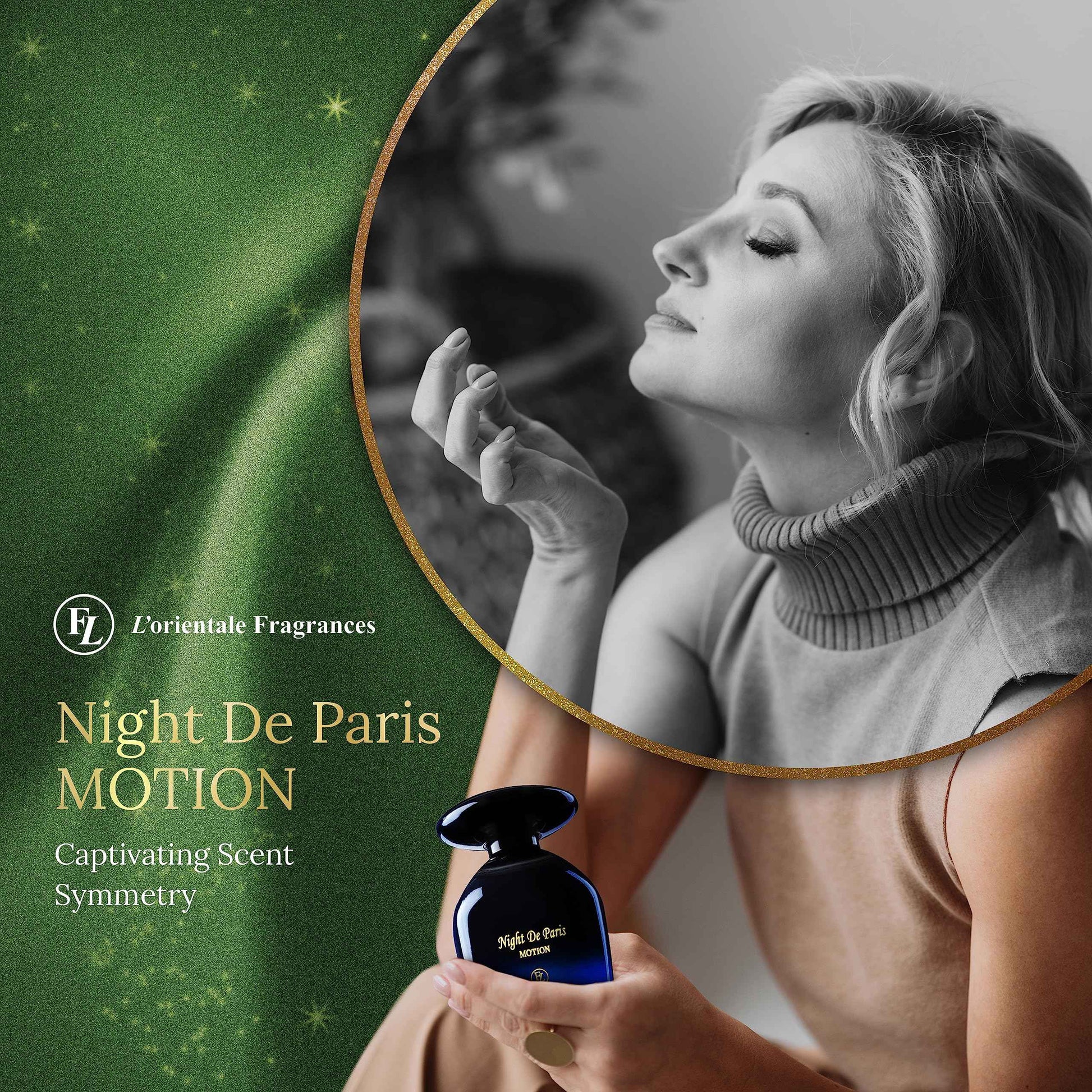 L'Orientale Fragrances Night De Paris in Motion 100ml / 3.3oz - Oil-Based Perfumes for Women & Men, Unisex Amber Vanilla Eau de Parfum w/Bergamot - Long-Lasting Up to 24 Hours, Ideal for All Seasons