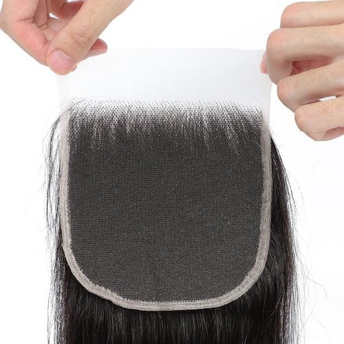 EEUELU 5x5 HD Lace closure 15A Straight Lace Closure Ultra-Thin and Ultra-Clear HD Lace Closure with Raw Indian Hair Bundles 14 Inch 'Boutique's Quality-Half The Price'