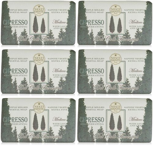 Saponeria Nesti Firenze:"Cipresso Mediceo" Regenerating Triple Milled Perfumed Vegetal Soap,"Dei Colli Fiorentini" Line 8.8 Ounces (250g) Package (Pack of 6) [ Italian Import ]