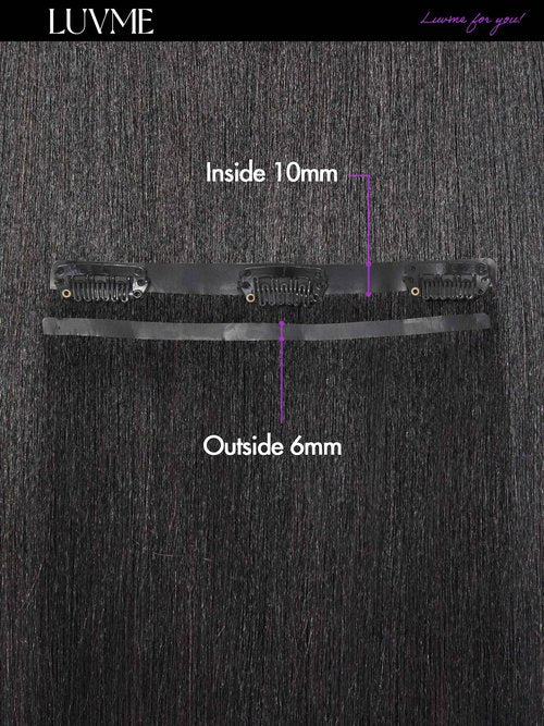 LUVME Yaki Straight Seamless 110g 7Pcs Clip in Hair Extensions Full Max with 18inch Remy Human Hair Extensions, Natural Black 100% Real Soft Hair