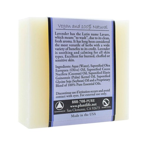 Plantlife Lavender 6-pack Bar Soap - Moisturizing and Soothing Soap for Your Skin - Hand Crafted Using Plant-Based Ingredients - Made in California 4oz Bar