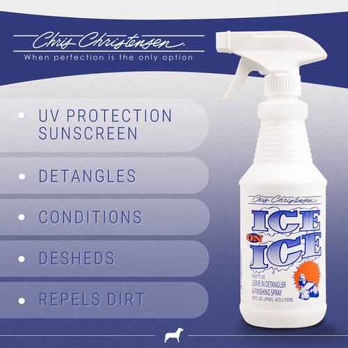Chris Christensen Shampoo & Conditioner 16 oz Bundle - White on White Shampoo + Ice on Ice Detangling Conditioner + Ice on Ice Detangling/Finishing Spray, Groom Like a Professional, Made in USA