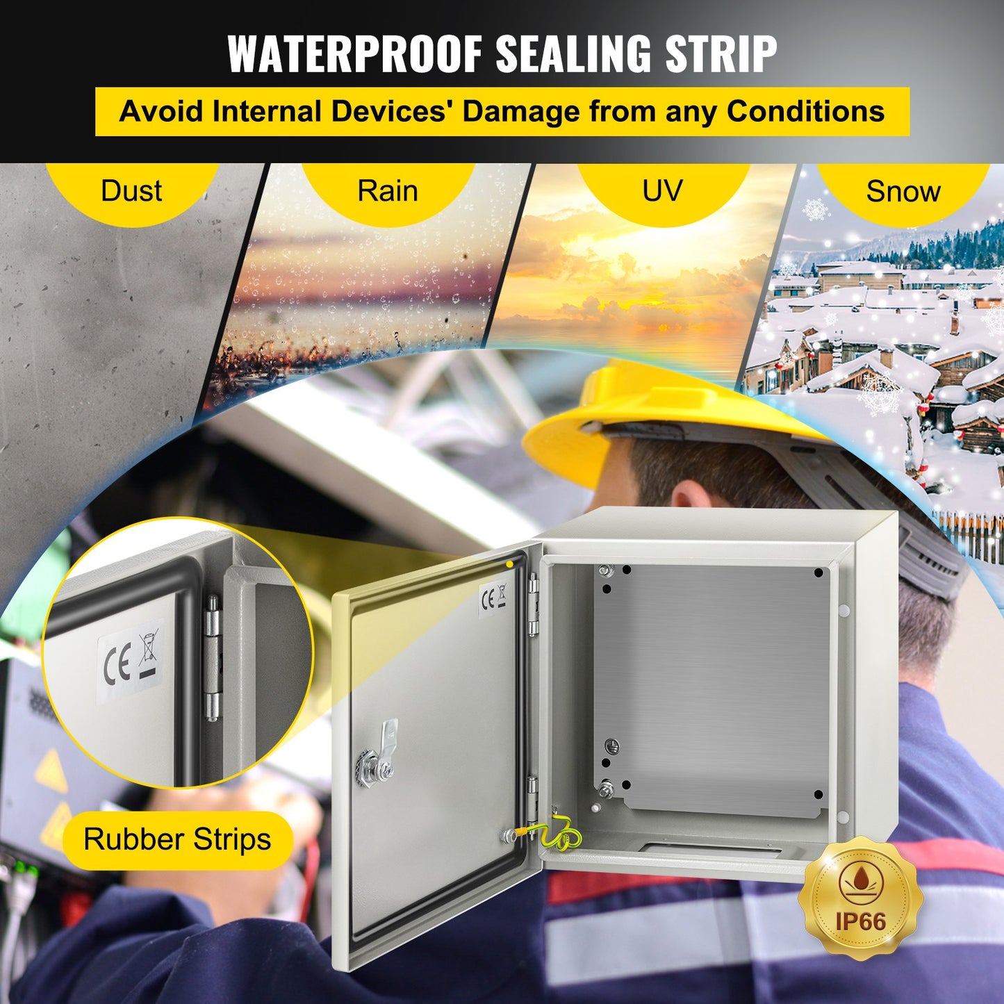 12x12x8 Inch Waterproof Steel Electrical Enclosure Box - NEMA 4X Dustproof Outdoor Junction Box with Mounting Plate