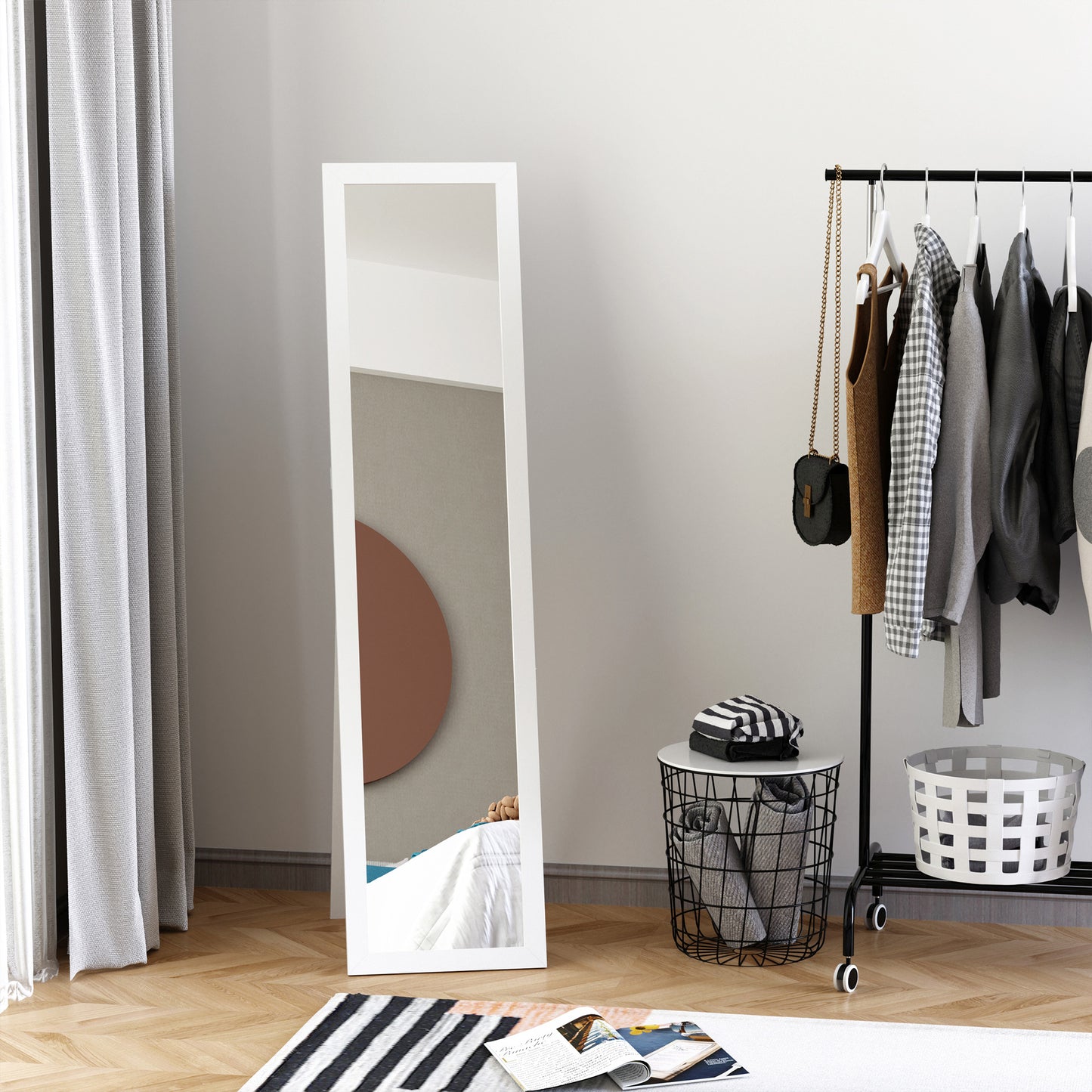 Full Length Mirror - Freestanding or Wall Mounted - White