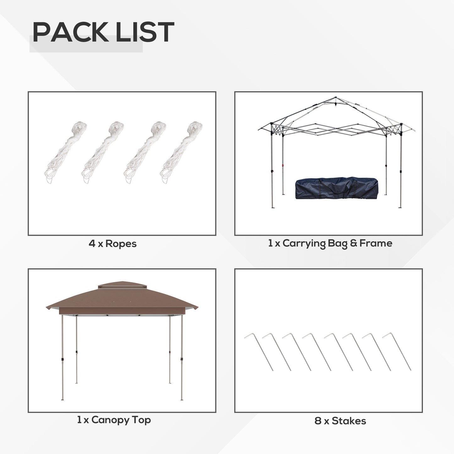 12x12 Pop Up Canopy Tent with Netting - Adjustable Height, Khaki