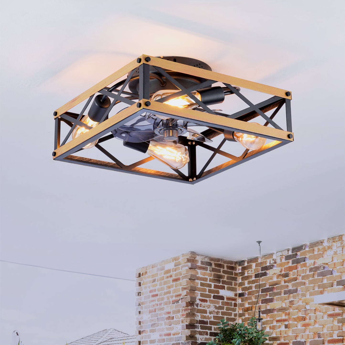 22.6 Inch Flush Mount Ceiling Fan with Remote Control - Bronze