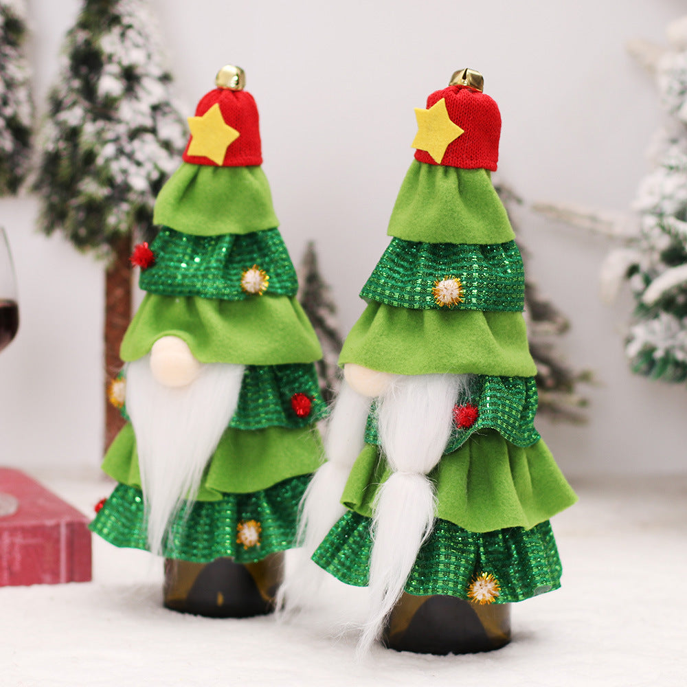 Christmas Tree Wine Bottle Cover - Forest Man Cake Dress Decor, Variable Sizes