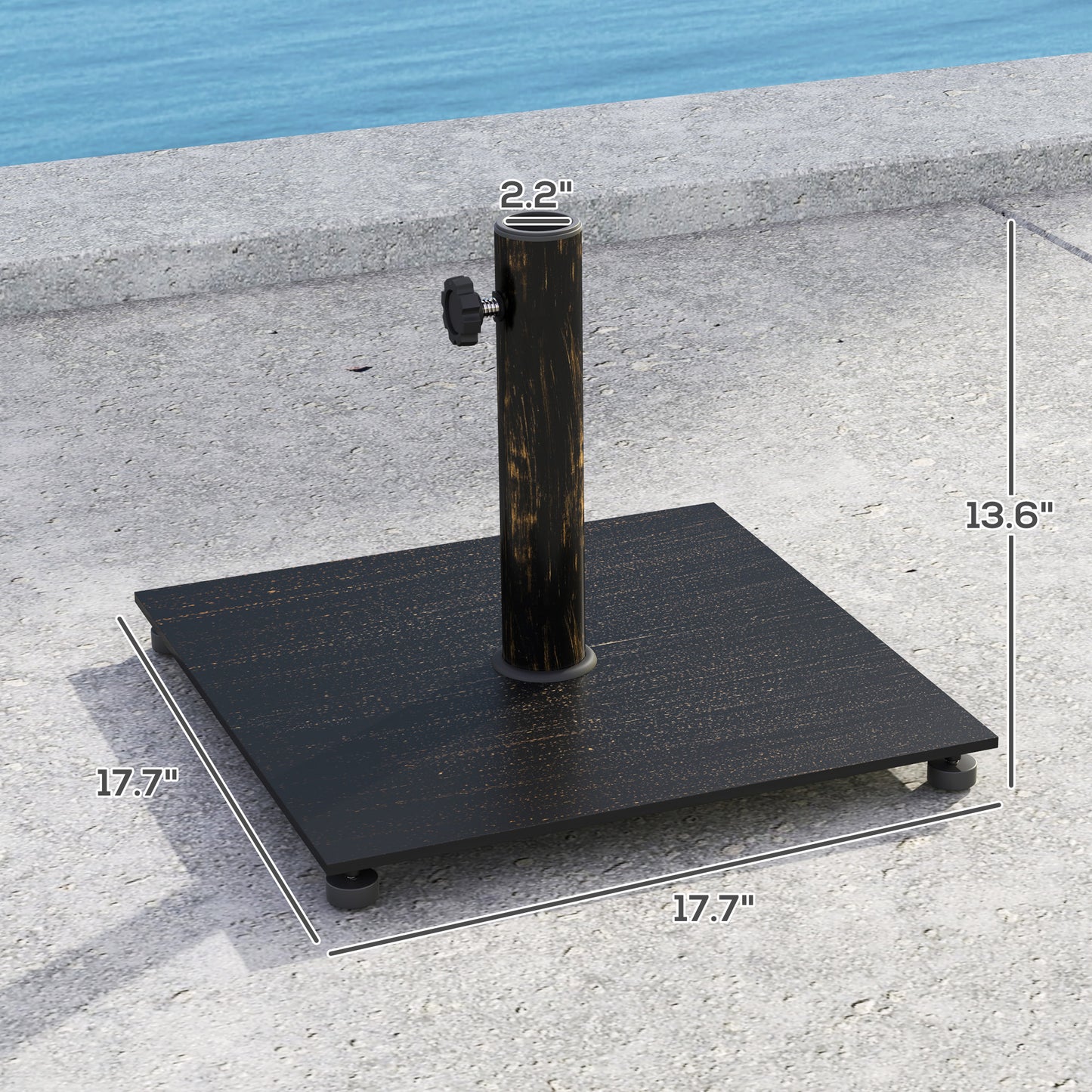 Heavy Duty Metal Patio Umbrella Base with Adjustable Feet - Bronze