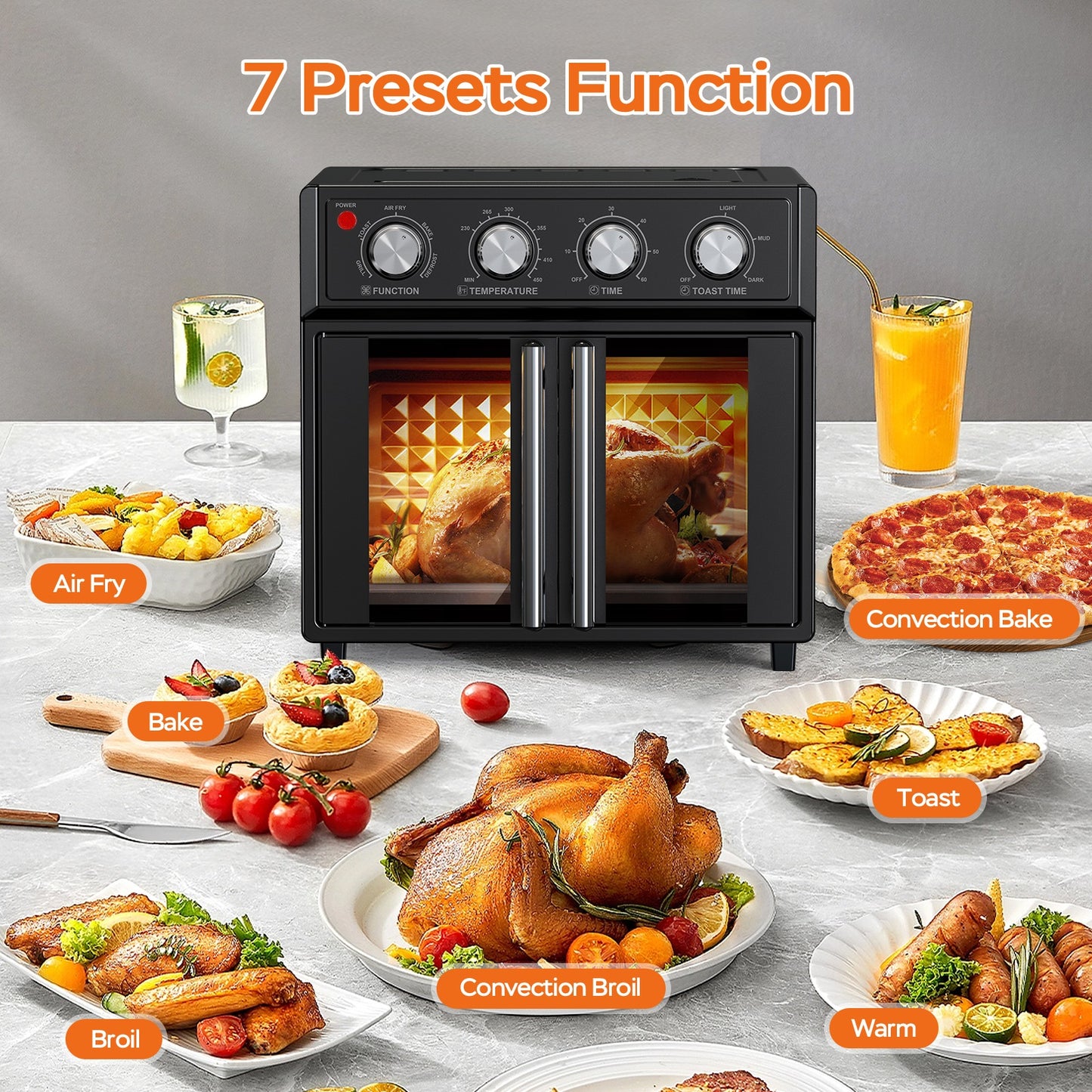 29.5 QT Multifunction Air Fryer Toaster Oven - Black