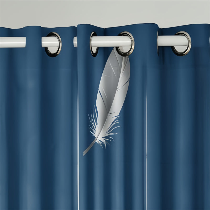 9-Piece Boho Feather Quilt and Curtain Set - Customizable Panels
