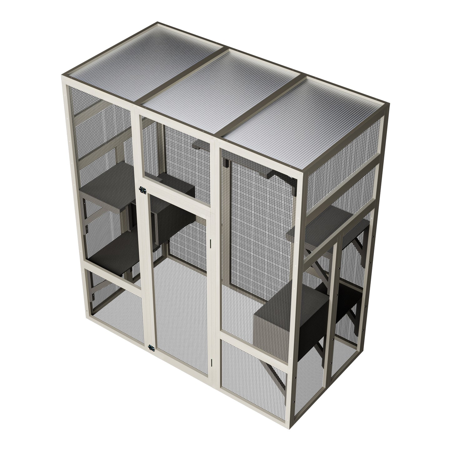 Large Outdoor Wooden Cat House with Platforms Waterproof & UV-Resistant