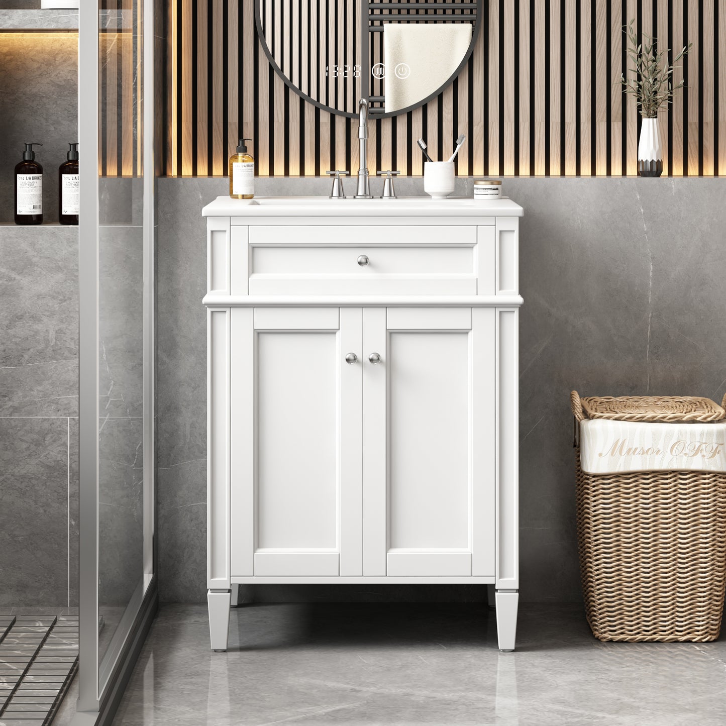 24" Bathroom Vanity with Sink, Soft-Close Doors & Storage