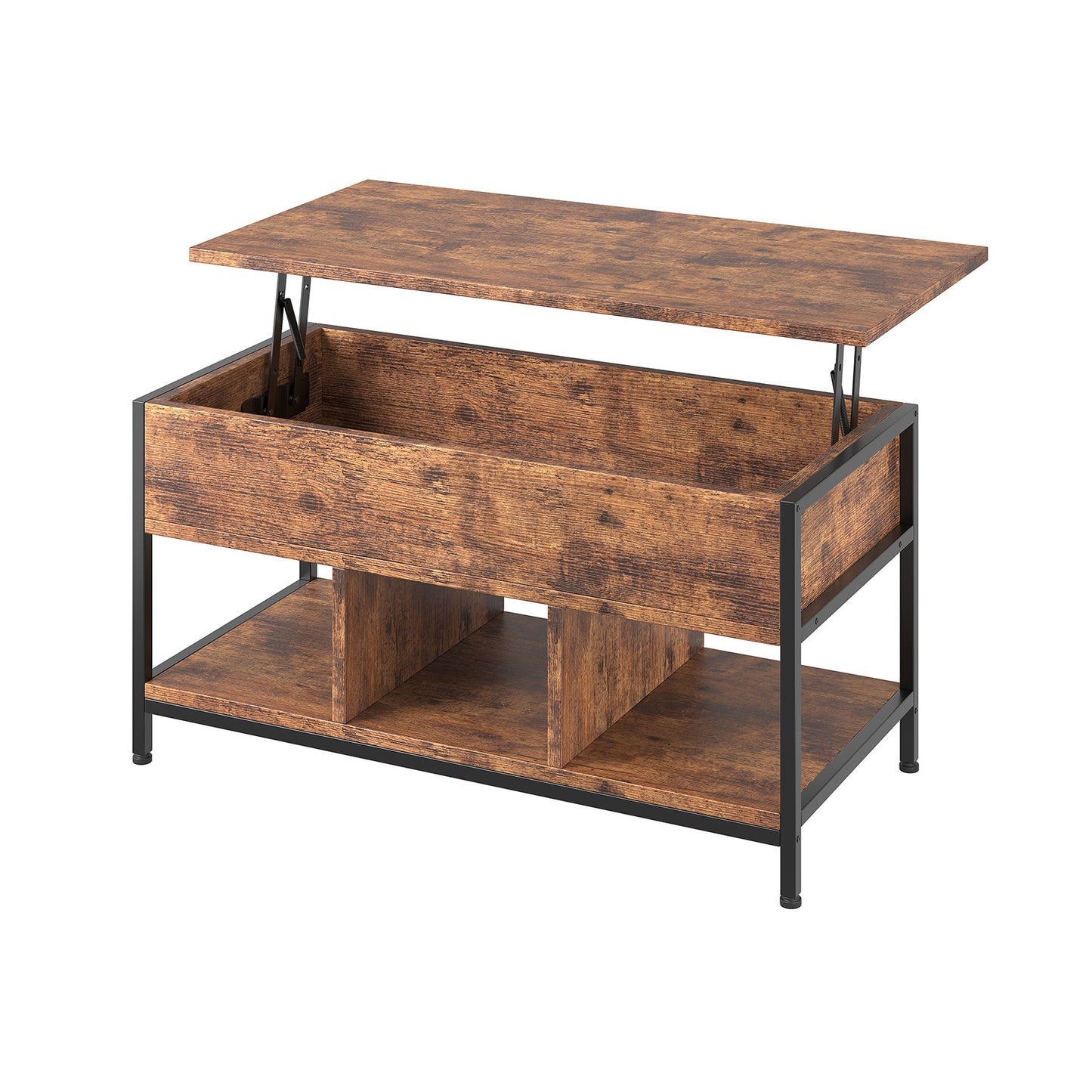 Lift Top Coffee Table with Hidden Storage - Retro Design