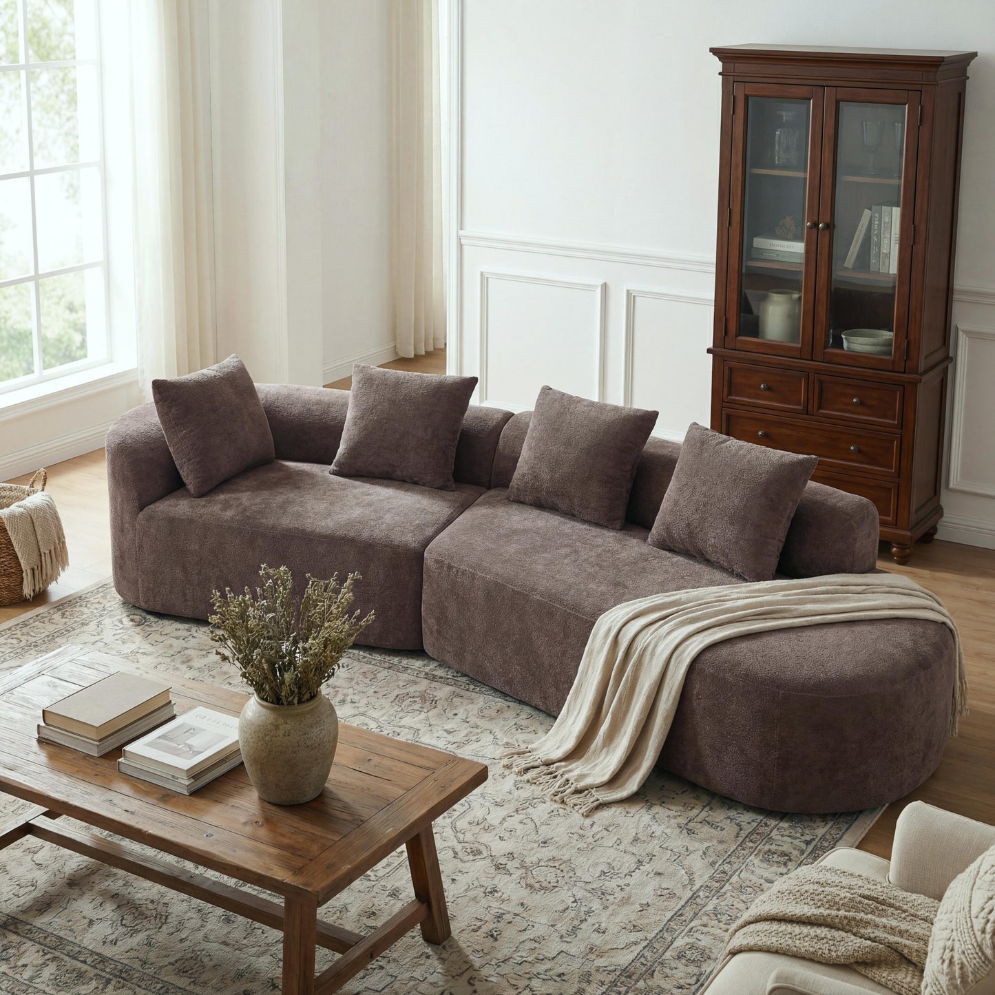 116 Modern Curved Sectional Sofa With High-Density Fully Compressed