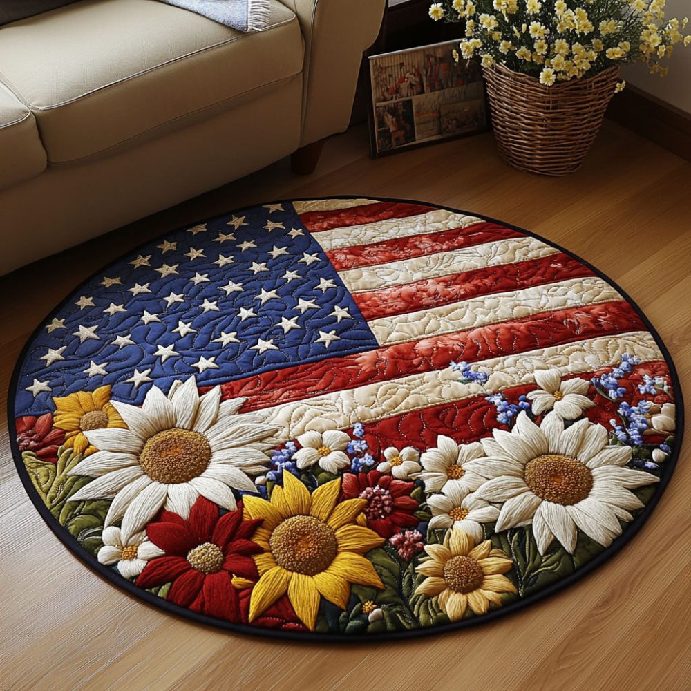 Digital Printed Round Rug with Leaf Pattern - Multiple Sizes & Styles