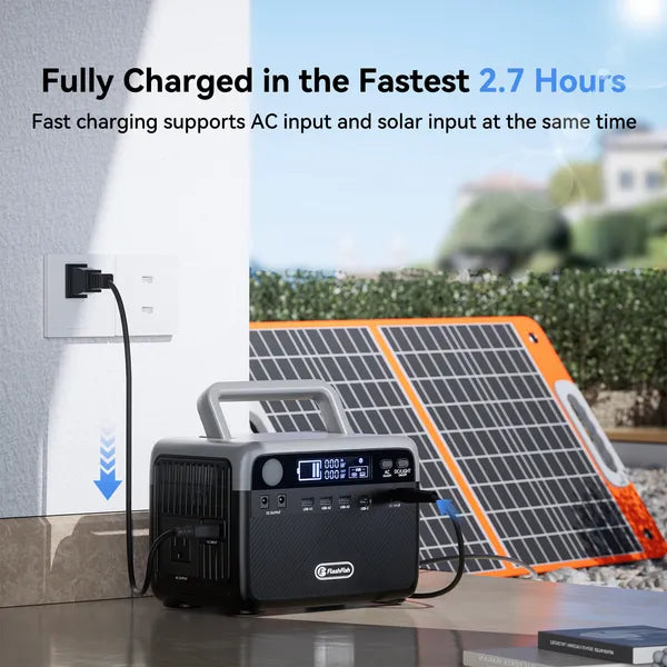 300W Portable Power Station with 60W Solar Panel - Generator