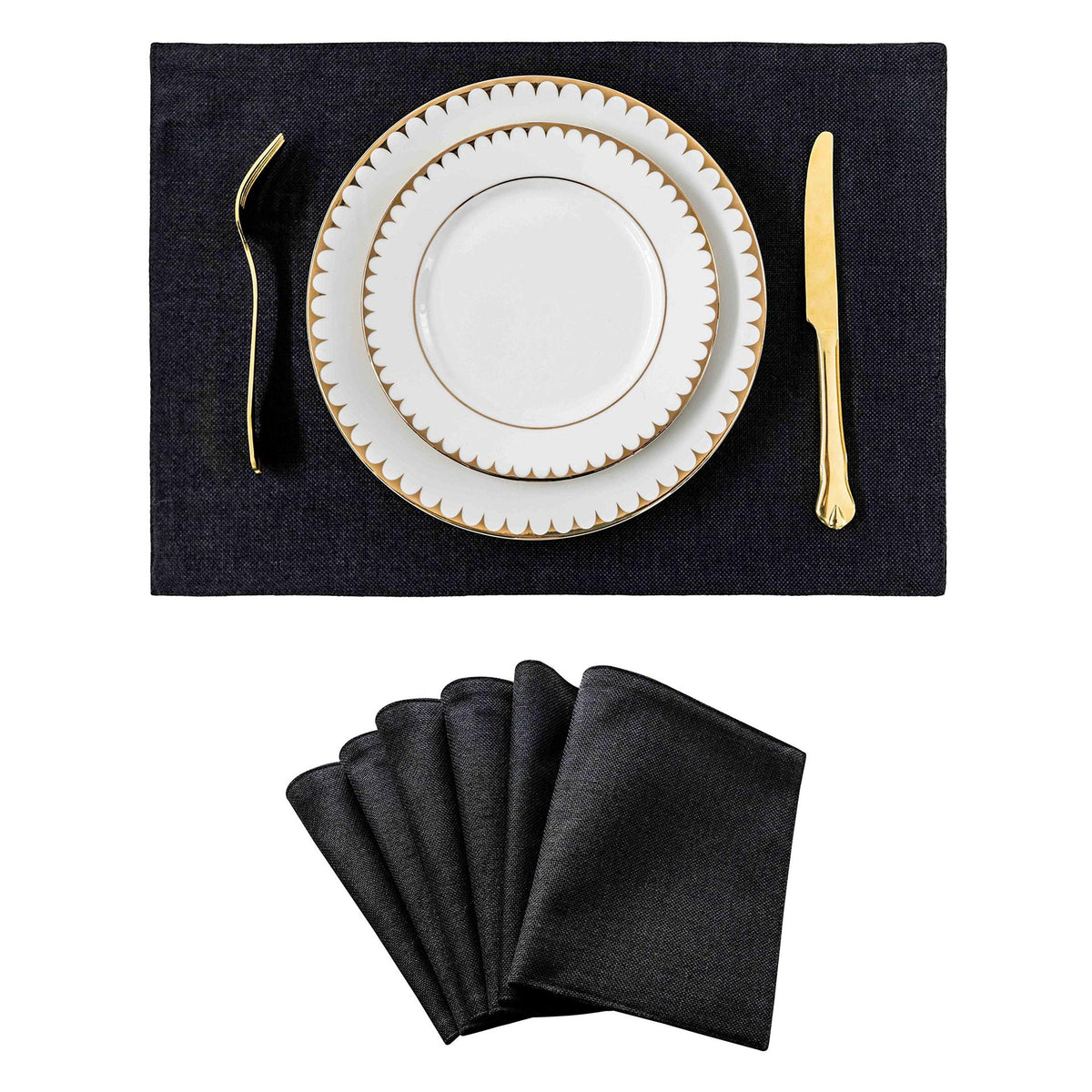Solid Color Double-Layer Linen Placemat Heat-Insulating Non-Slip 33x48cm