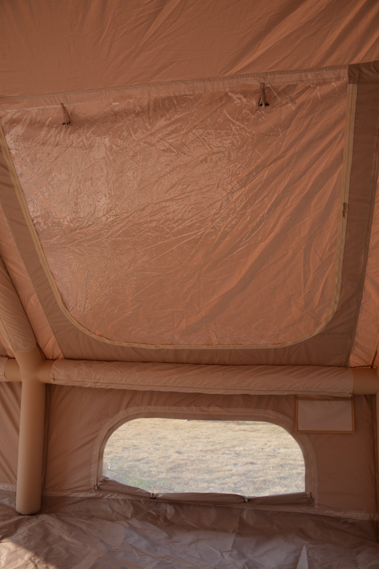 Inflatable Camping Tent - 9.8x13ft Waterproof Glamping Tent for 7-8 People - Beige