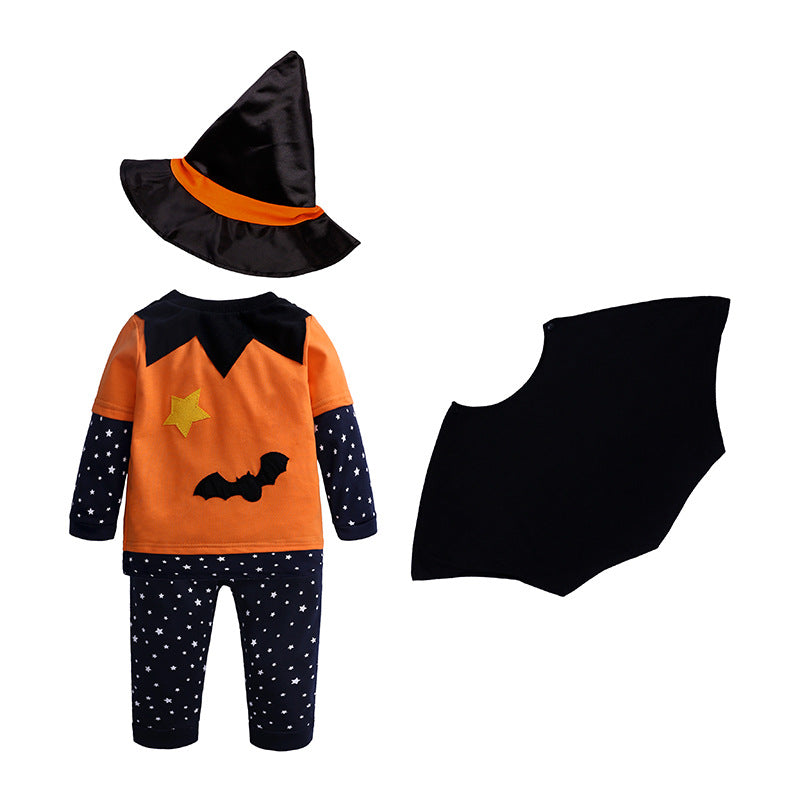 Children's Halloween Pumpkin Costume Set with Long Sleeve Trousers Hat Cloak - Baby & Toddler
