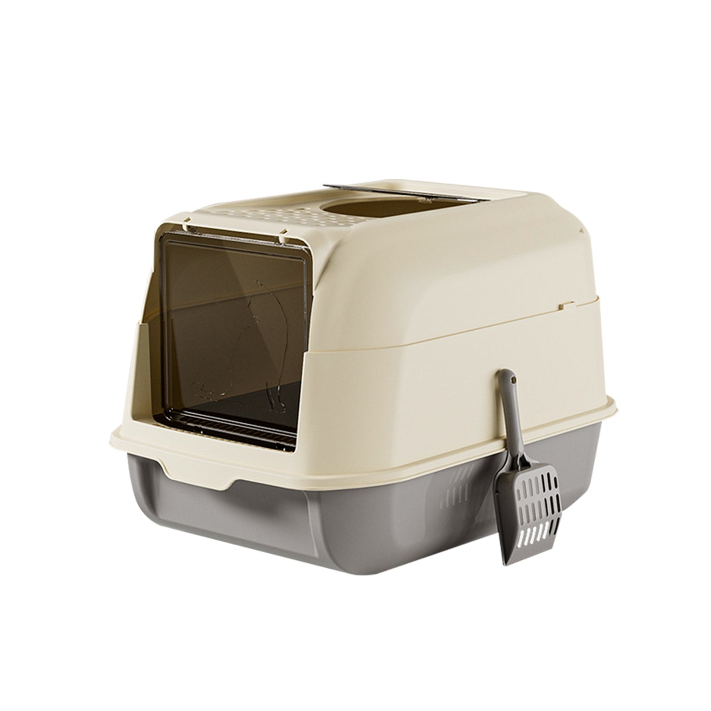 Double-Door Cat Litter Box with Self-Pickup Option - Pet Furniture