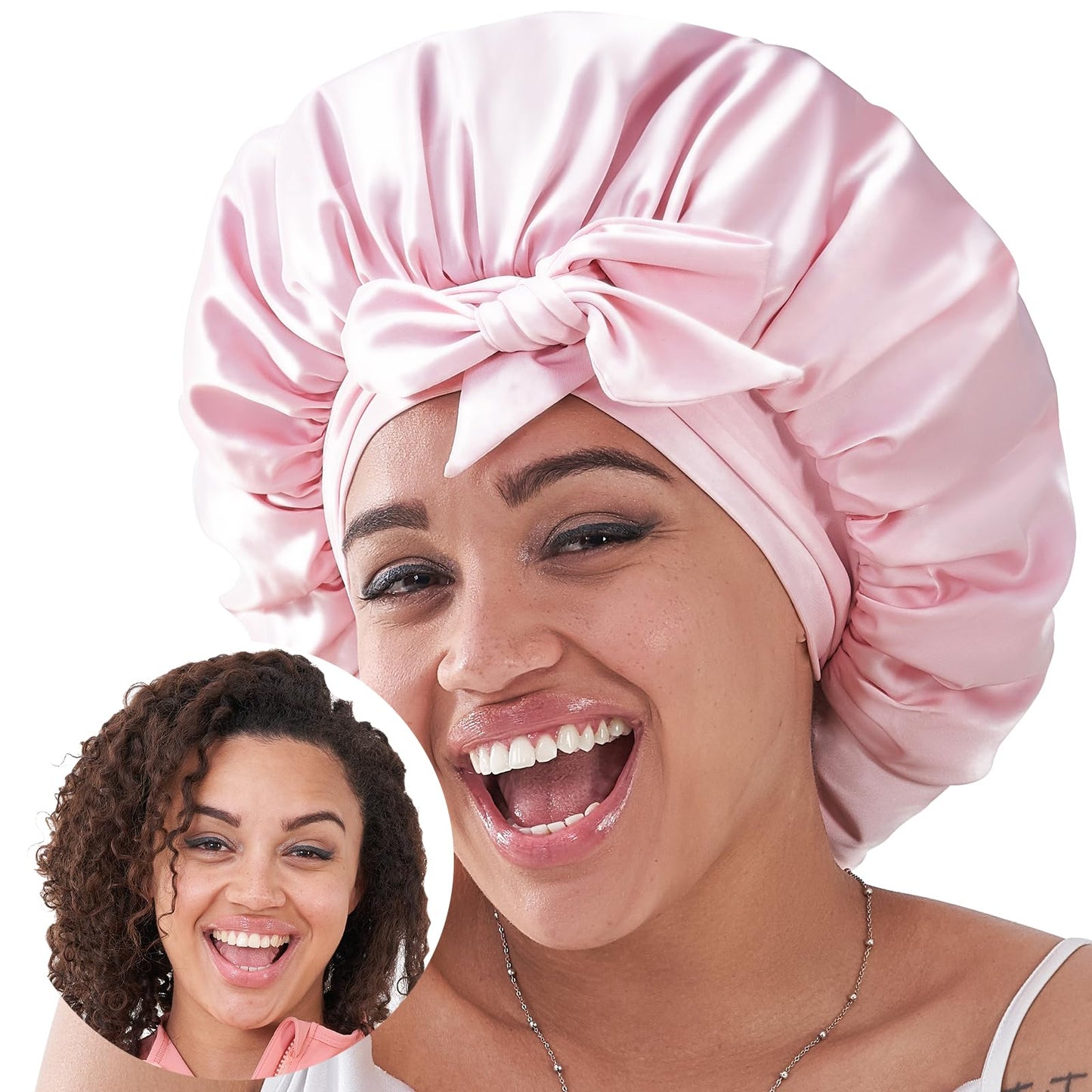 Adjustable Satin Silk Hair Bonnet for Sleeping - Large Reversible Sleep Cap