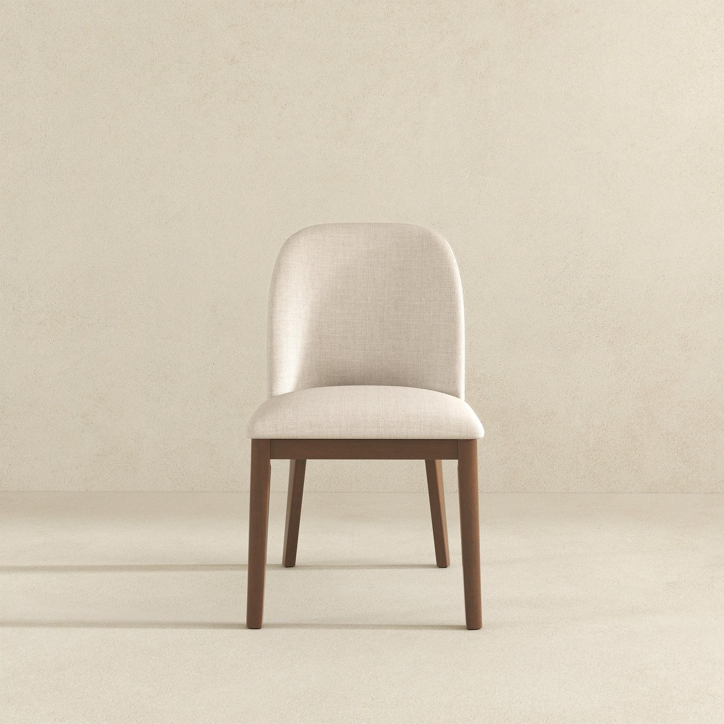 Mid-Century Modern Kaitlyn Beige Linen Dining Chair With Solid Wood