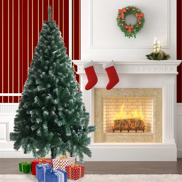 6FT White PVC Christmas Tree with 650 Branches and Iron Base