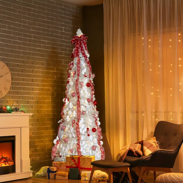 7 FT Pre-lit Christmas Tree with 170 Warm Lights & Ornaments